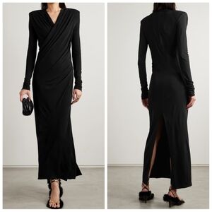 Interior the Sloan draped crepe maxi dress black medium